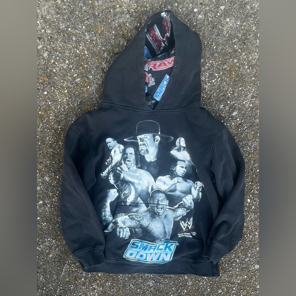 WWE KIDS GIRLS BOYS LARGE 2008 SMACKDOWN REVERSIBLE HYBRID HOODIE